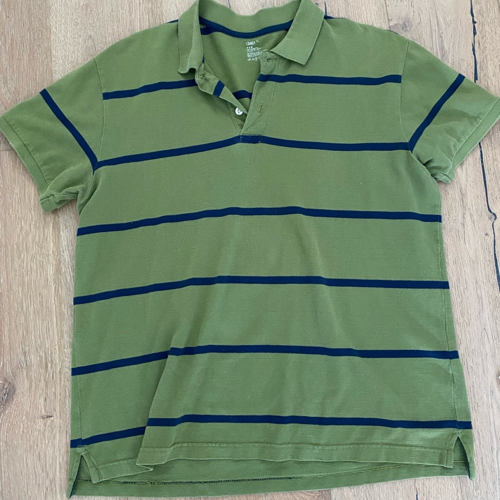 GAP Green and Navy Striped Polo Shirt